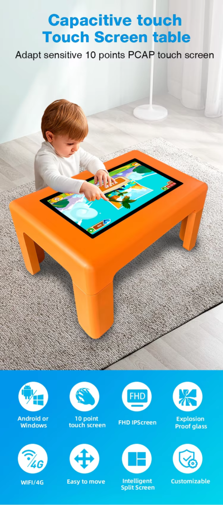 32 inch windows or android education smart game tables capacitive poling interactive split screen multi touch coffee table