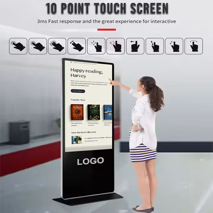 4K 55-inch touch screen digital signage hotel retail mall elevator indoor floor-standing advertising player