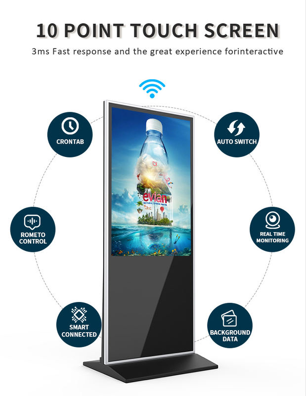 4K 55-inch touch screen digital signage hotel retail mall elevator indoor floor-standing advertising player