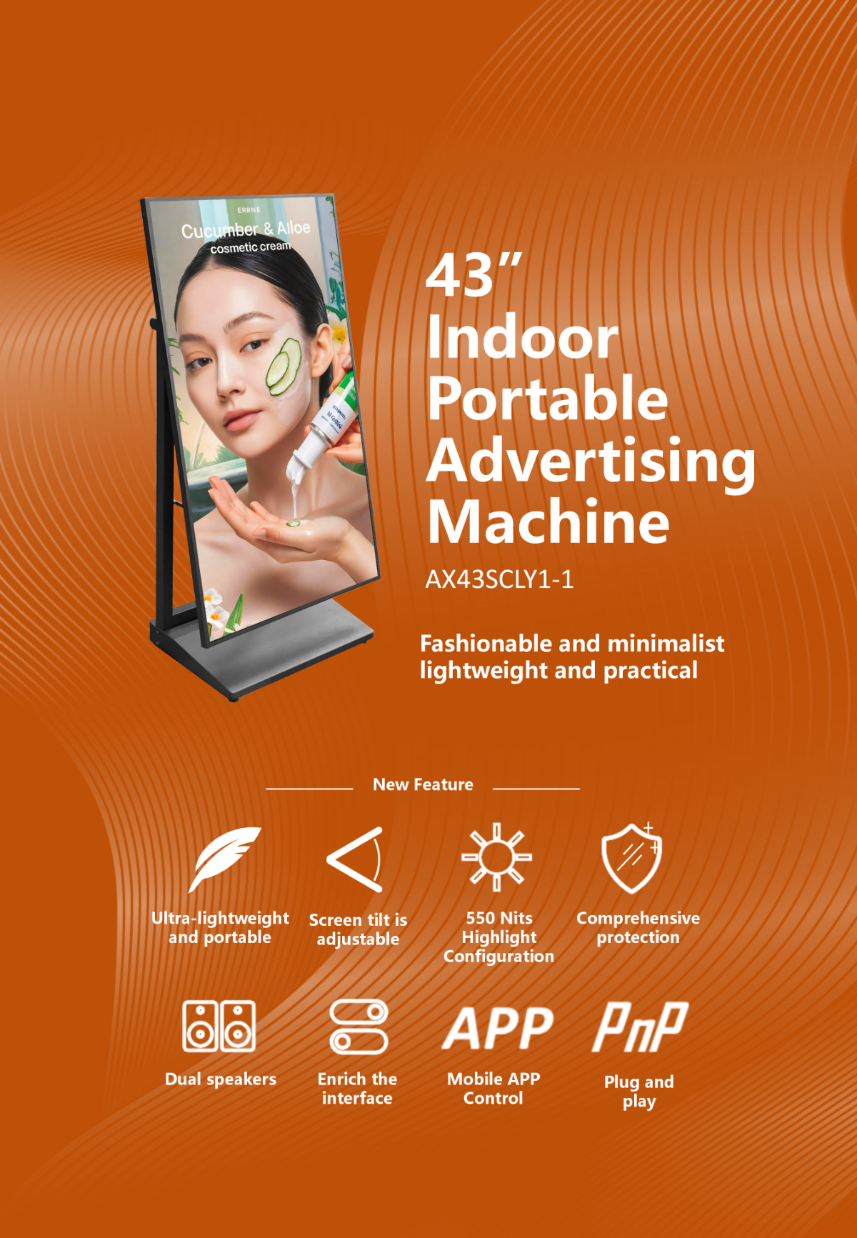 43” 55“ inch indoor portable digital signage advertising machine
