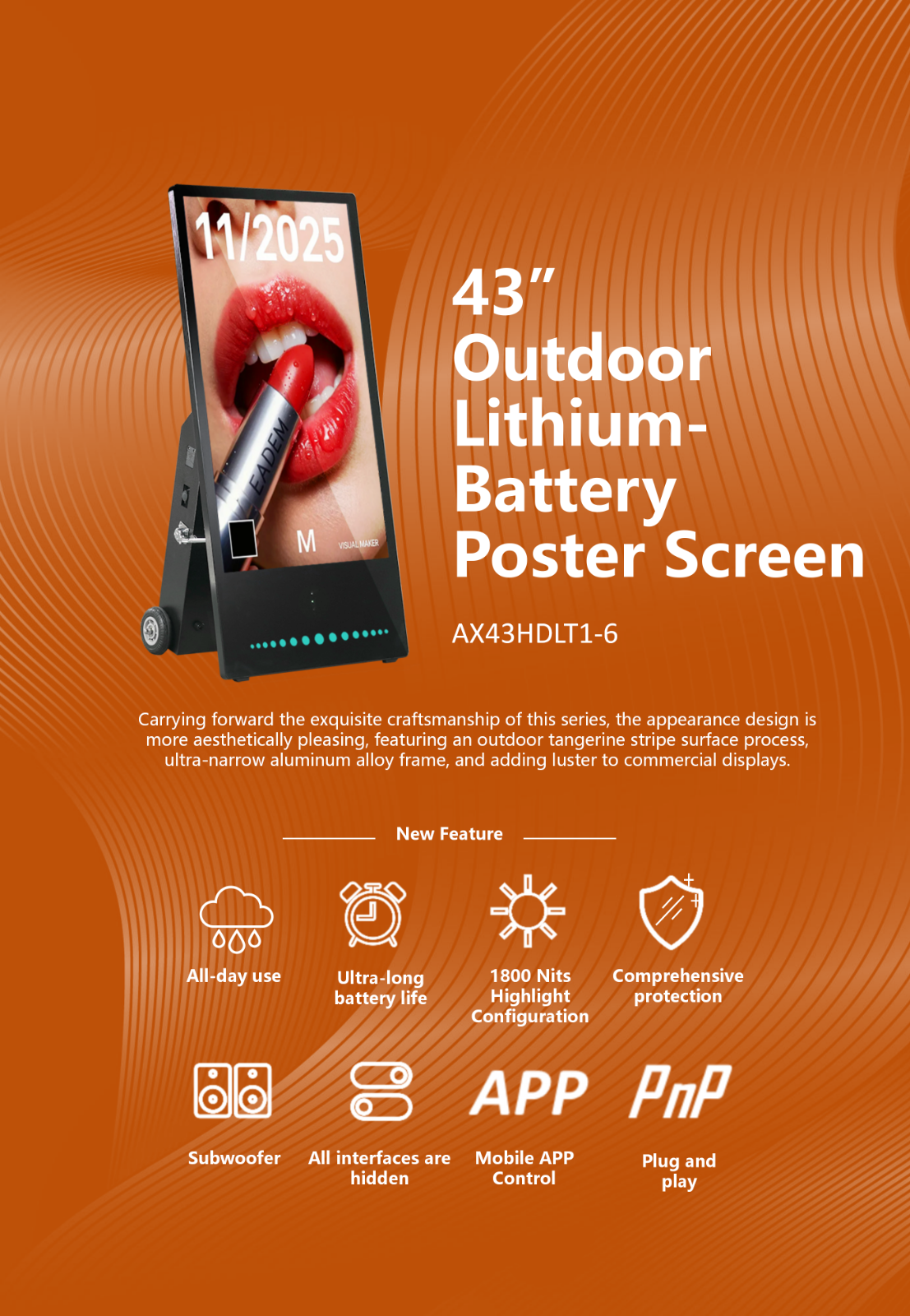 Outdoor Movable Battery Digital Poster1600